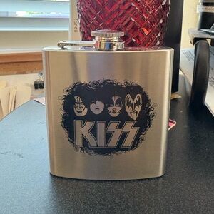KISS Silver Flask with Band Logo